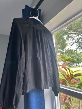 a new day Black Long Sleeve Tie-Back Blouse